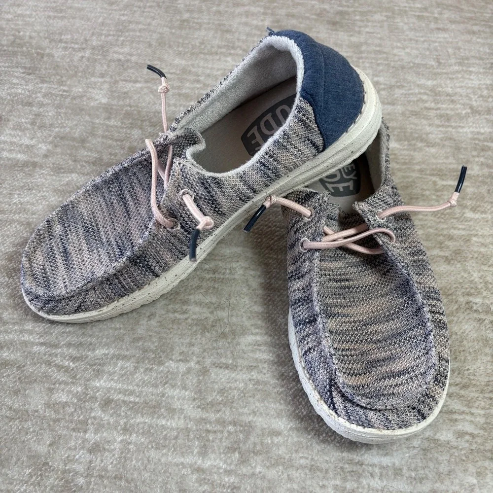 Hey Dude Women Wendy Sox Light Pink 7 Casual Slip On Beach Comfort Shoes Sneaker